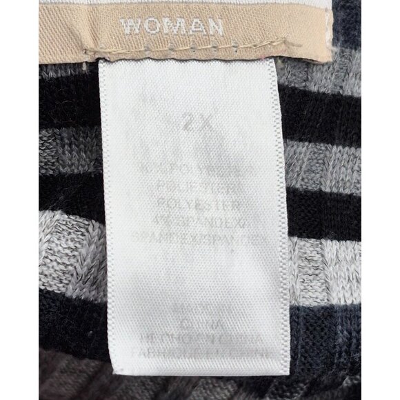 Alfred Dunner Women's 2X Striped Ribbed 3/4 Sleeve Knit Top Shirt Beaded V-Neck - Picture 11 of 12